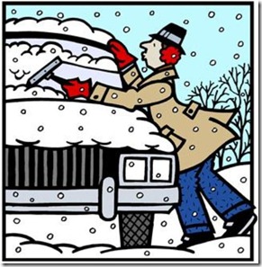 scraping snow off car